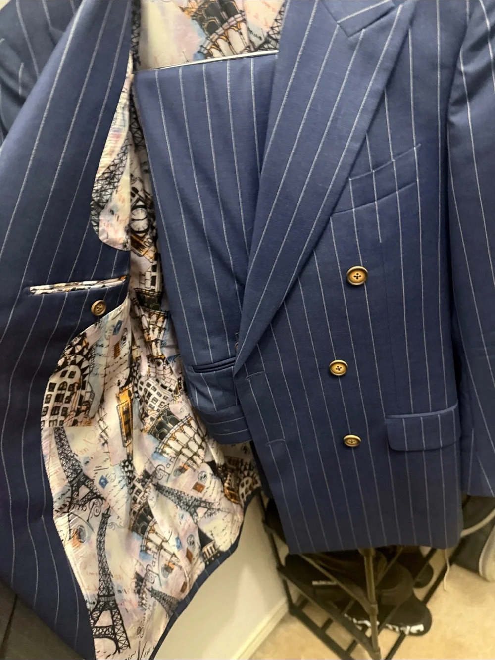 Navy Pinstripe Double-Breasted - bespoke custom